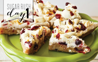 sugar rush day1 - cranberry bliss bars