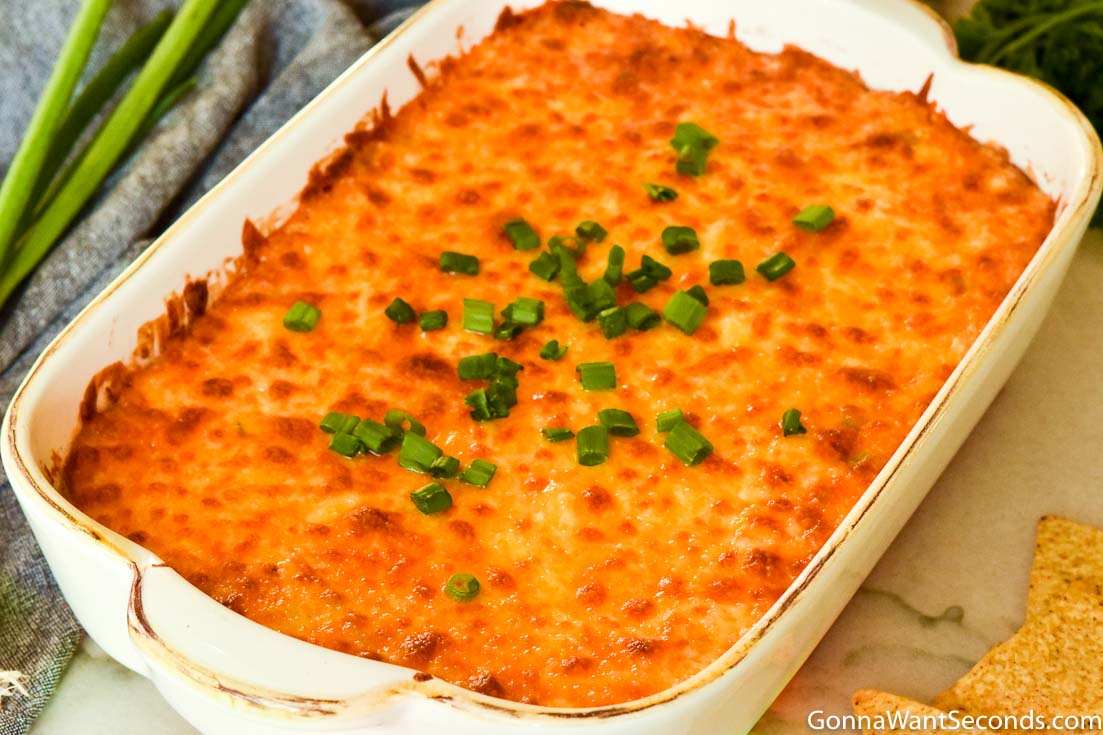 hot corn dip with mayo in a casserole