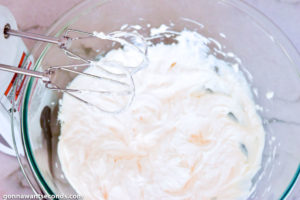 How to make Hot Corn Dip, mixing the cream cheese and mayonnaise