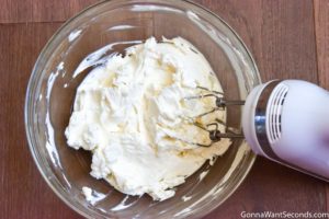 Step 3 How to make Cherry Delight recipe, mixing cream cheese and sour cream