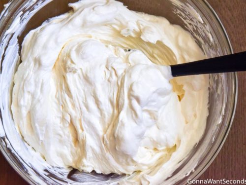 How to make Cherry Delight recipe, folding the cool whip into the mixture