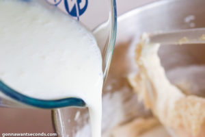 How to make Louisiana Crunch Cake, adding buttermilk
