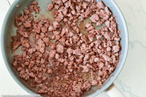How to make Creamy Rotel Sausage Pasta, browning the sausage