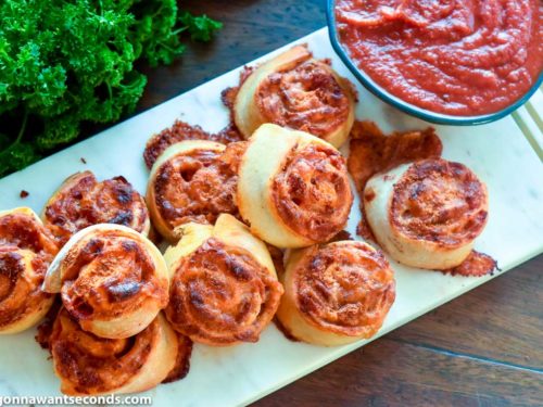 Pizza Pinwheels with pizza sauce on the side