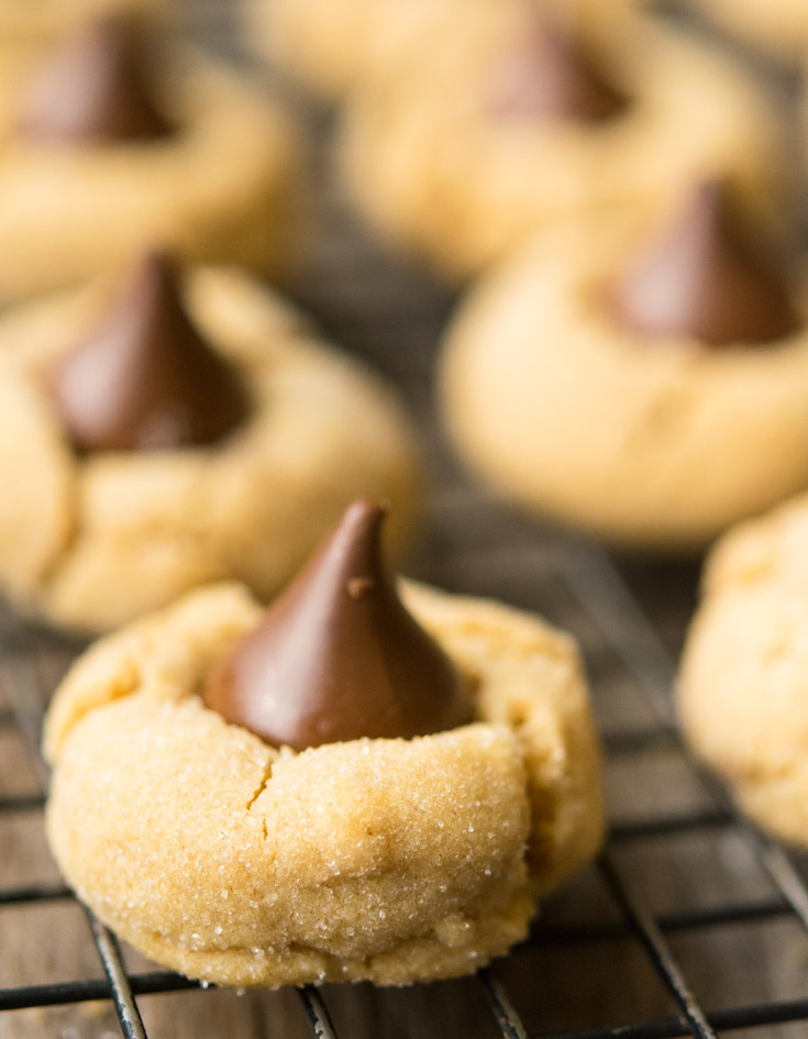 Peanut Butter Blossoms on a cooling rack