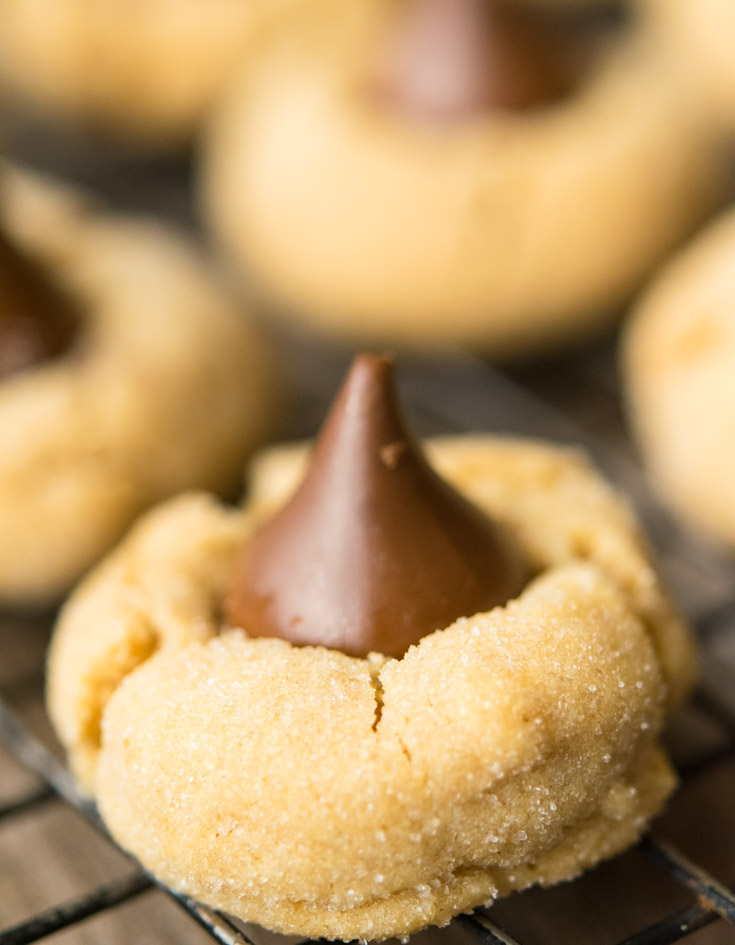 Peanut Butter Blossoms on a cooling rack