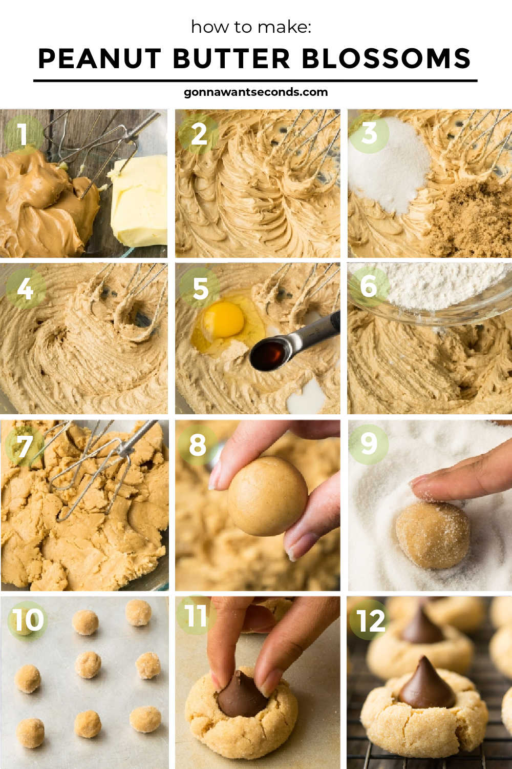 step by step how to make peanut butter blossoms