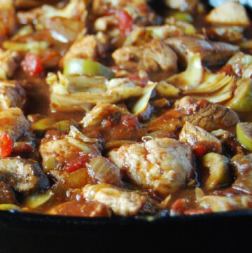 Italian Chicken Skillet on a cast iron skillet