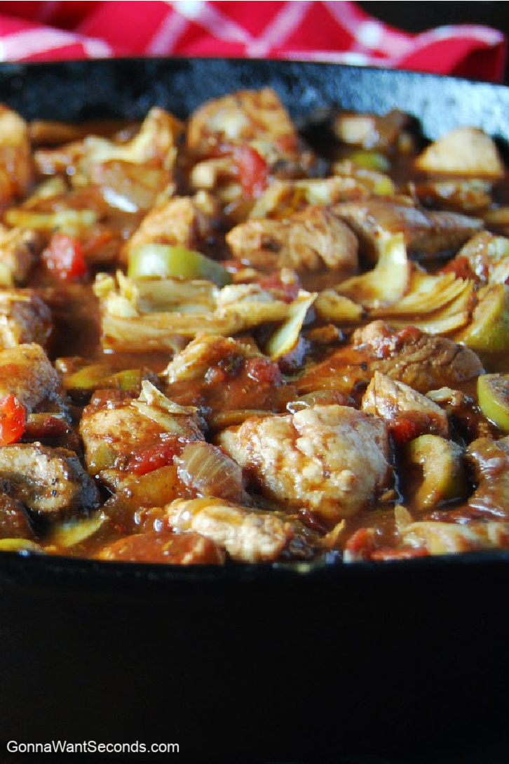 Italian Chicken Skillet on a cast iron skillet
