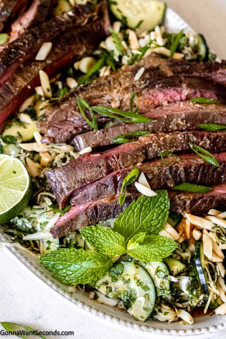best thai beef salad, close up