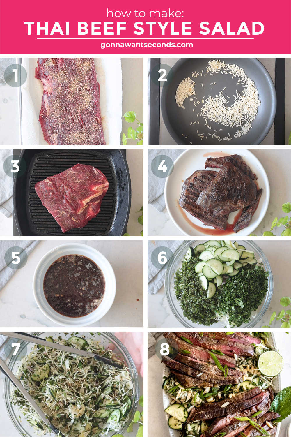 Step by step how to make thai style beef salad