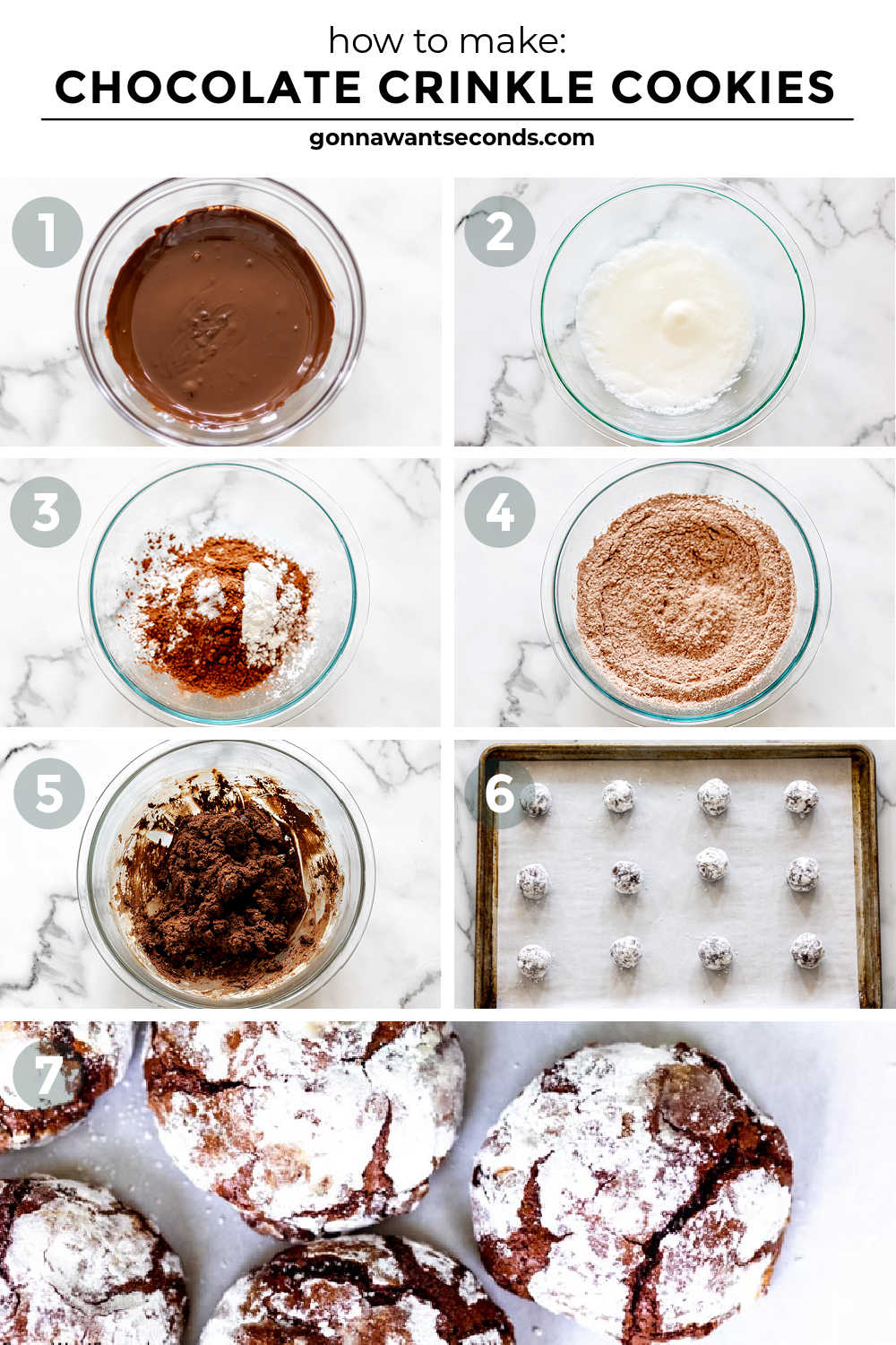 Step by step how to make chocolate crinkle cookies