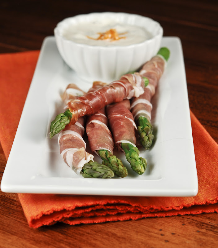 Prosciutto Wrapped Asparagus with Orange Dipping Sauce