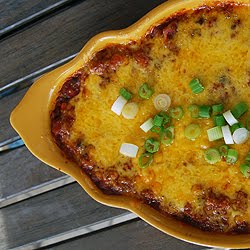 Chili Cheese Dip in a shallow baking dish
