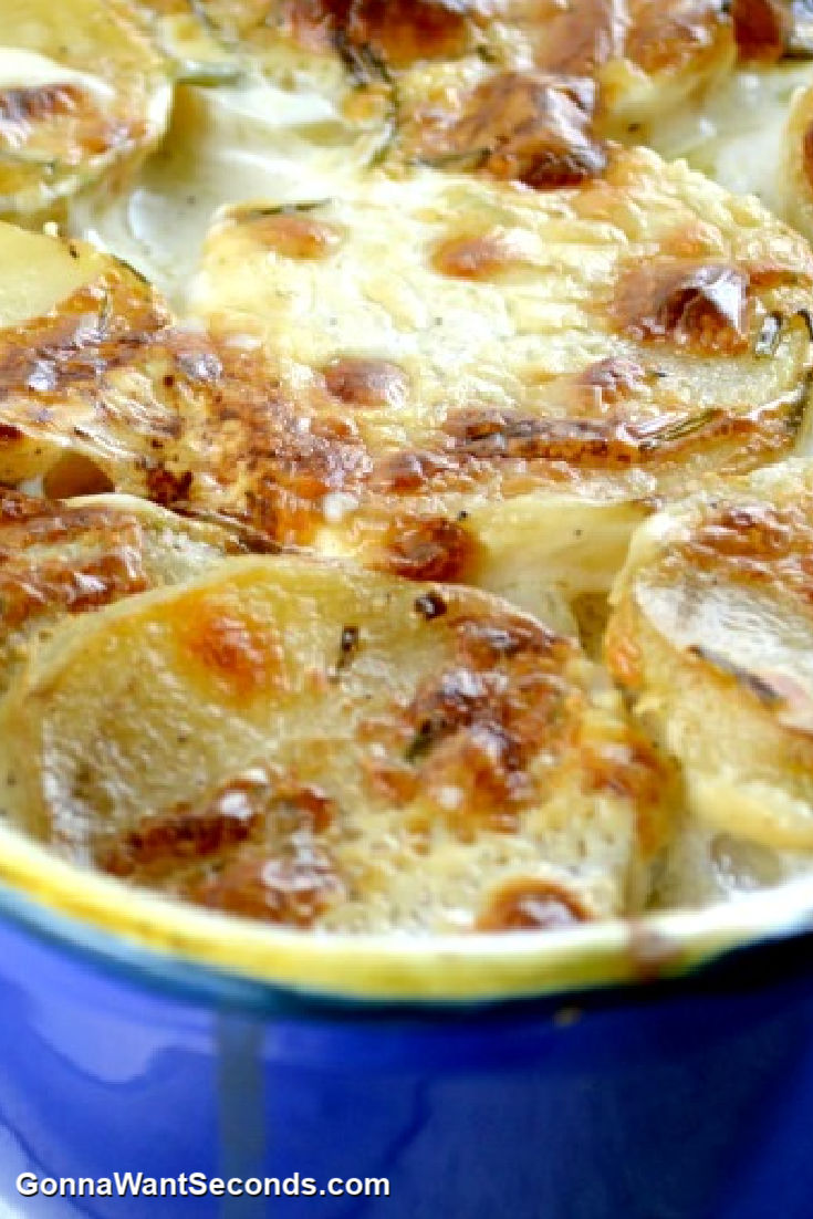boursin cheese potatoes in a baking dish