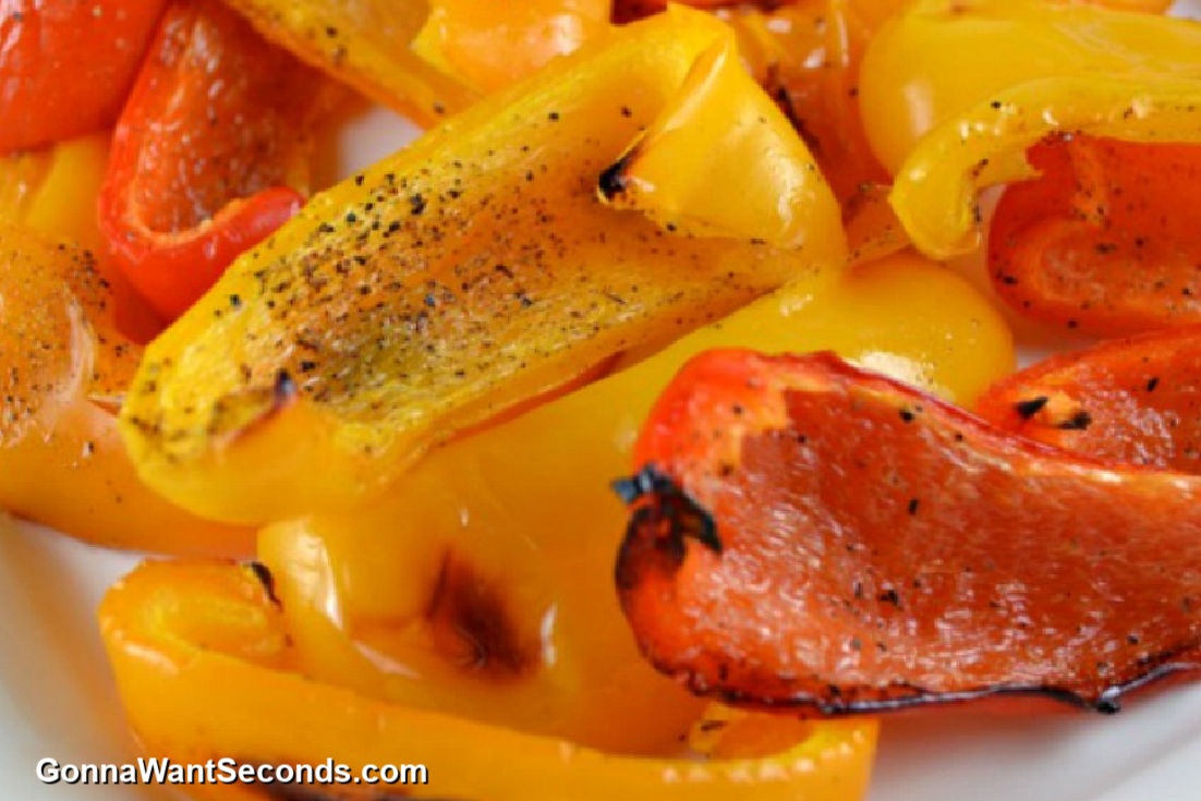 roasted red peppers on a plate