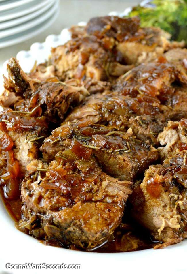 Crock Pot Pork Tenderloin on a serving dish