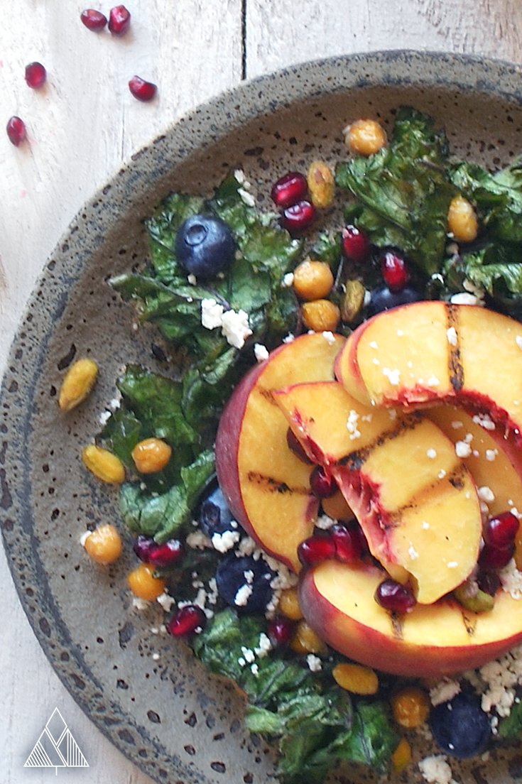 Grilled Peach and Mint Pistachio Pesto Summer Salad