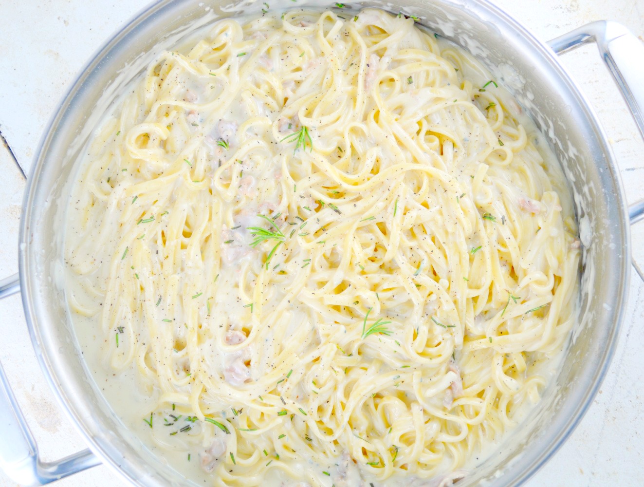 Four Cheese Linguine with Prosciutto 