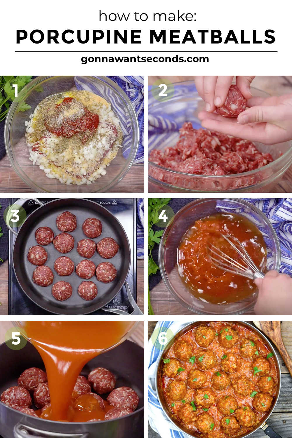 step by step how to make porcupine meatballs