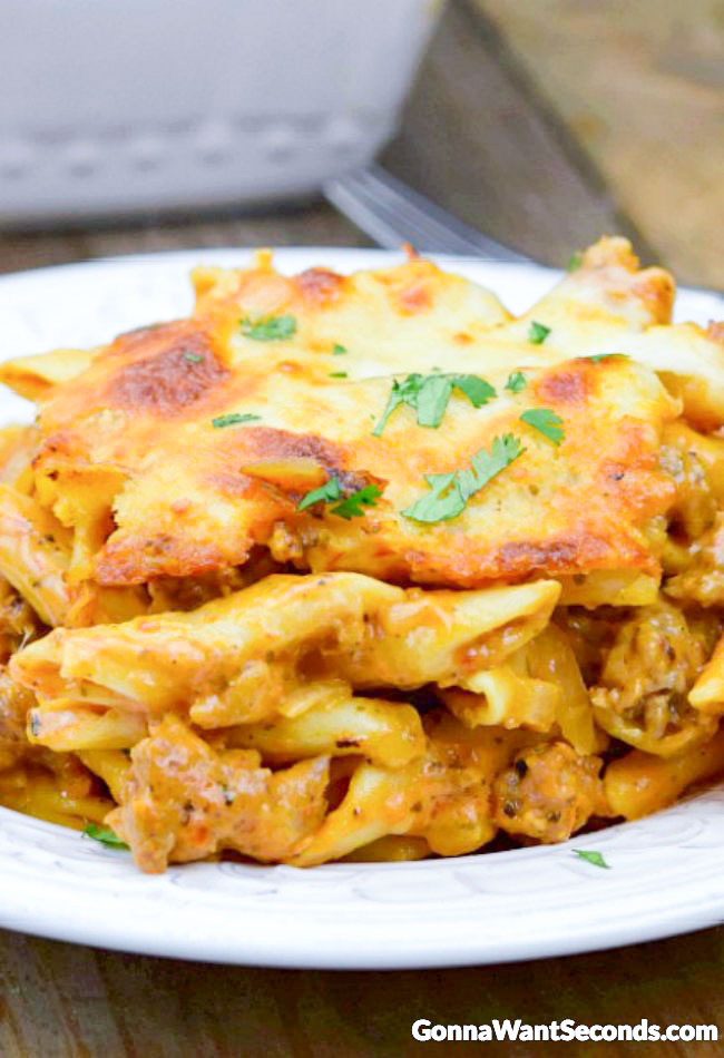 Baked Mostaccioli on a plate