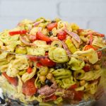 Tortellini salad in a big bowl