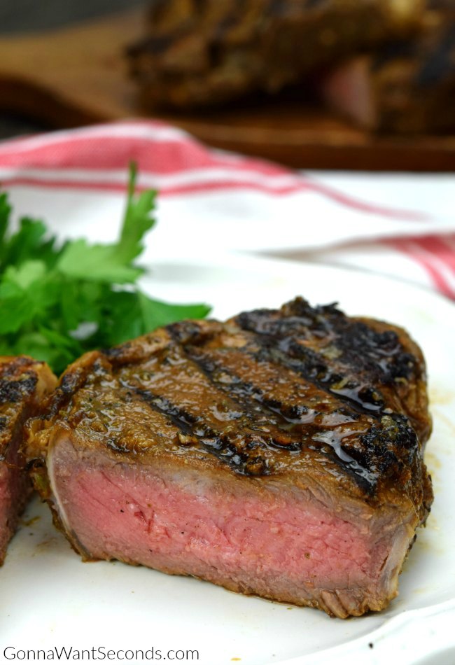 steak marinade with worcestershire sauce cut on half