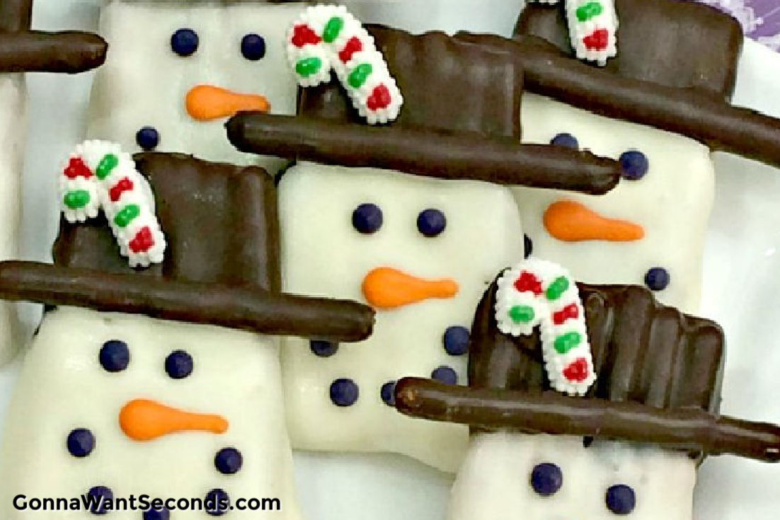 pretzel snowman treats close up