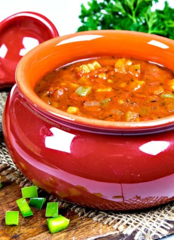 Creole Sauce Recipe in a small red tureen.