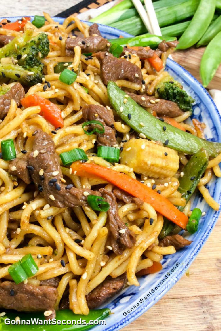 Beef Chow Mein in a bowl