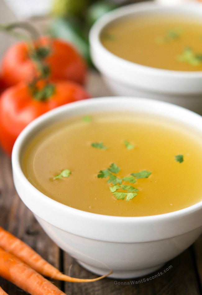 Caldo de Pollo in white soup bowl