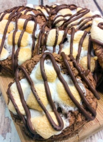 Mississippi Mud Cookies on a wooden cutting board