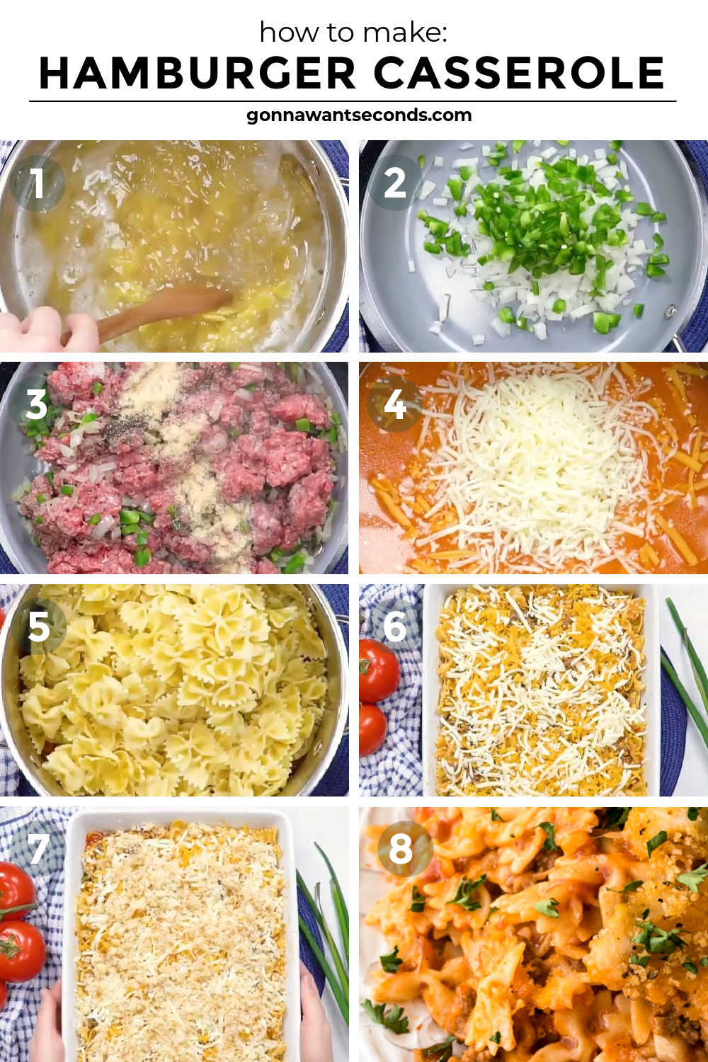 Step by step how to make hamburger casserole