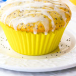 Lemon Poppy Seed Muffins on a white plate.