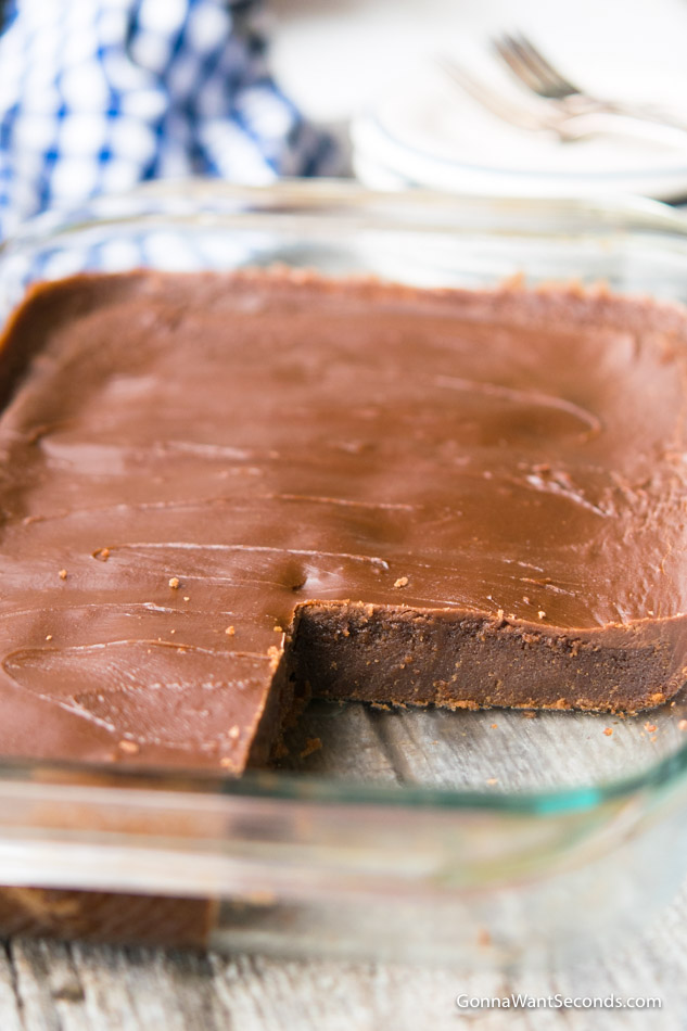 easy coca cola cake in a glass baking pan