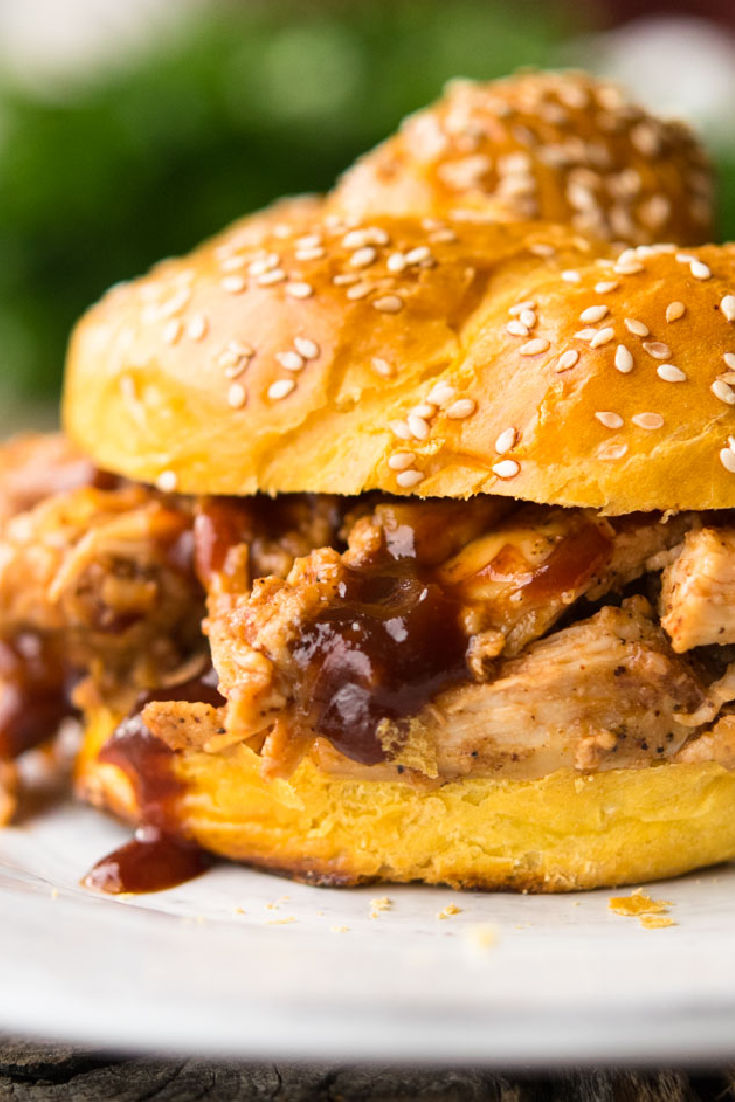 slow cooker BBQ pulled chicken with sauce