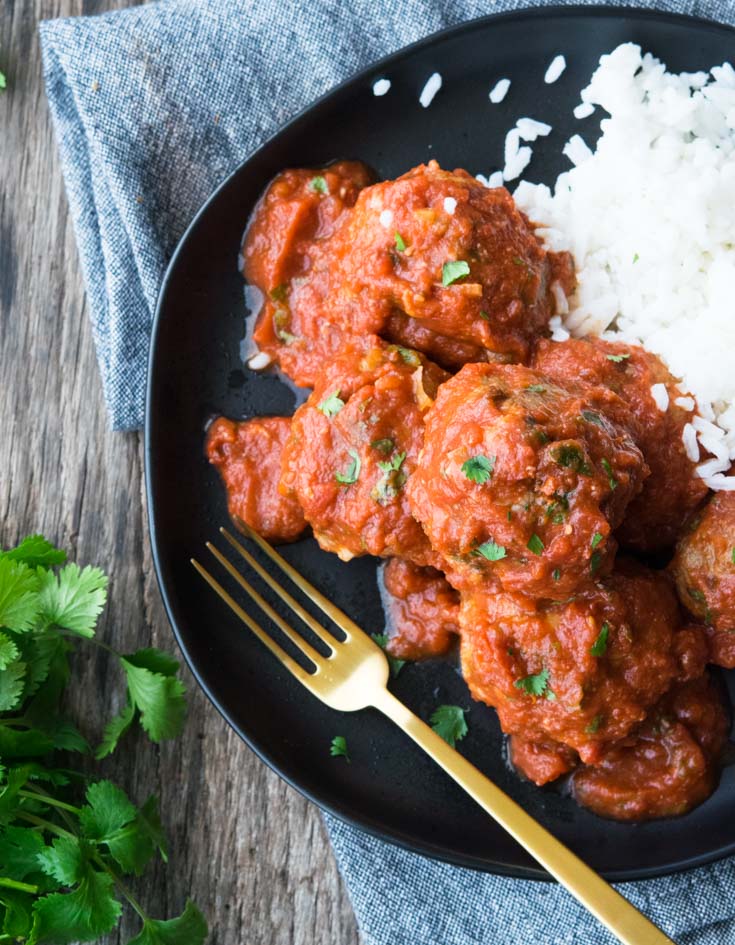 Mexican Meatballs with rice, on a plate