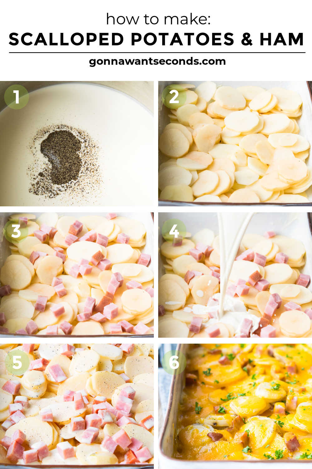 step by step how to make scalloped potatoes and ham