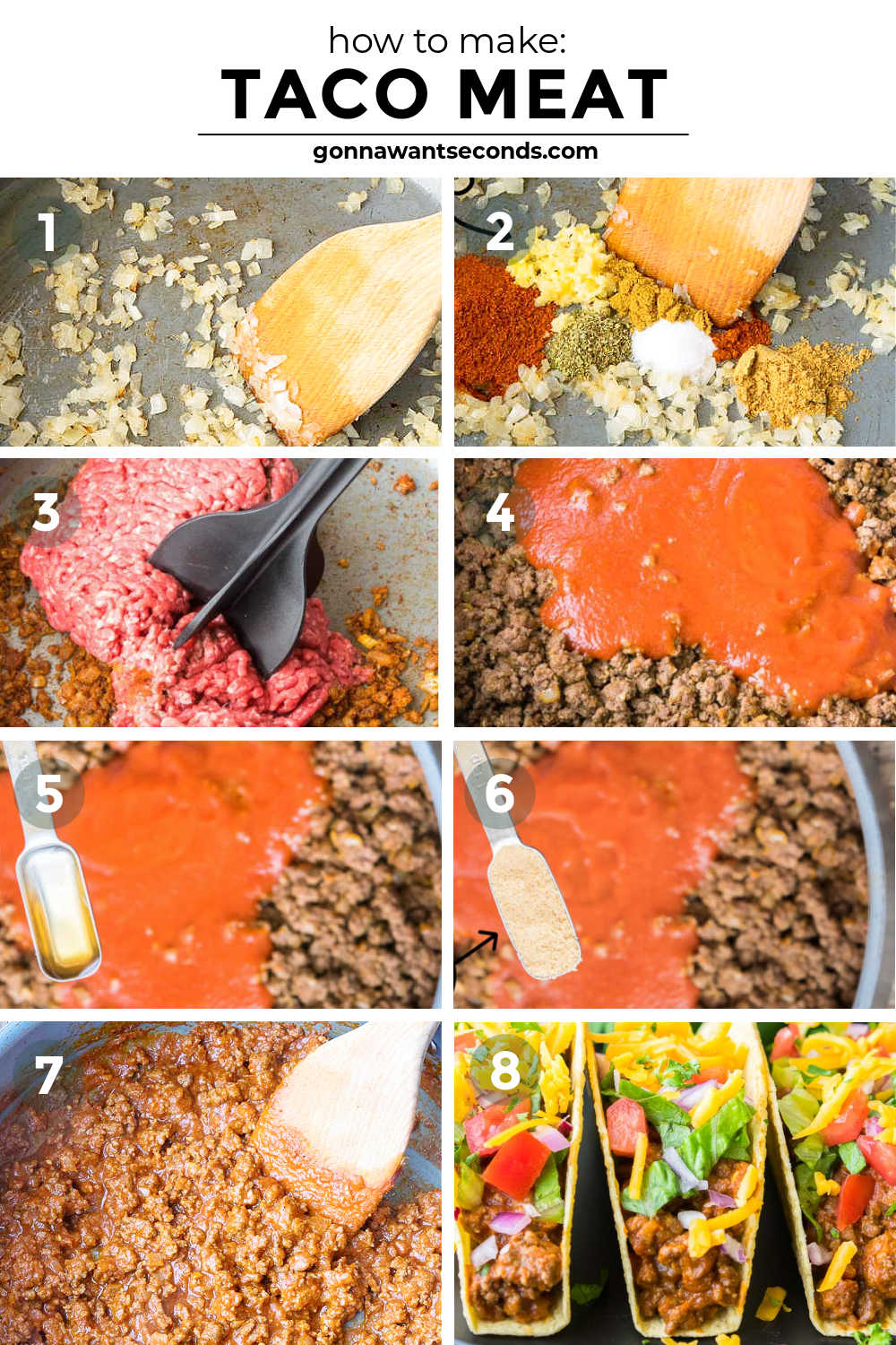 Step by step how to make taco meat