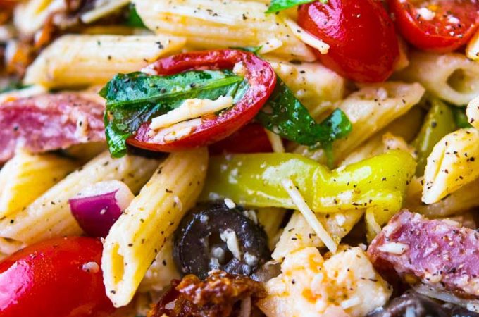 Italian Pasta Salad, close up