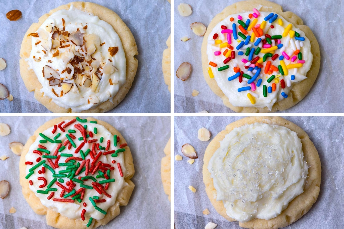 Almond cookies with different toppings