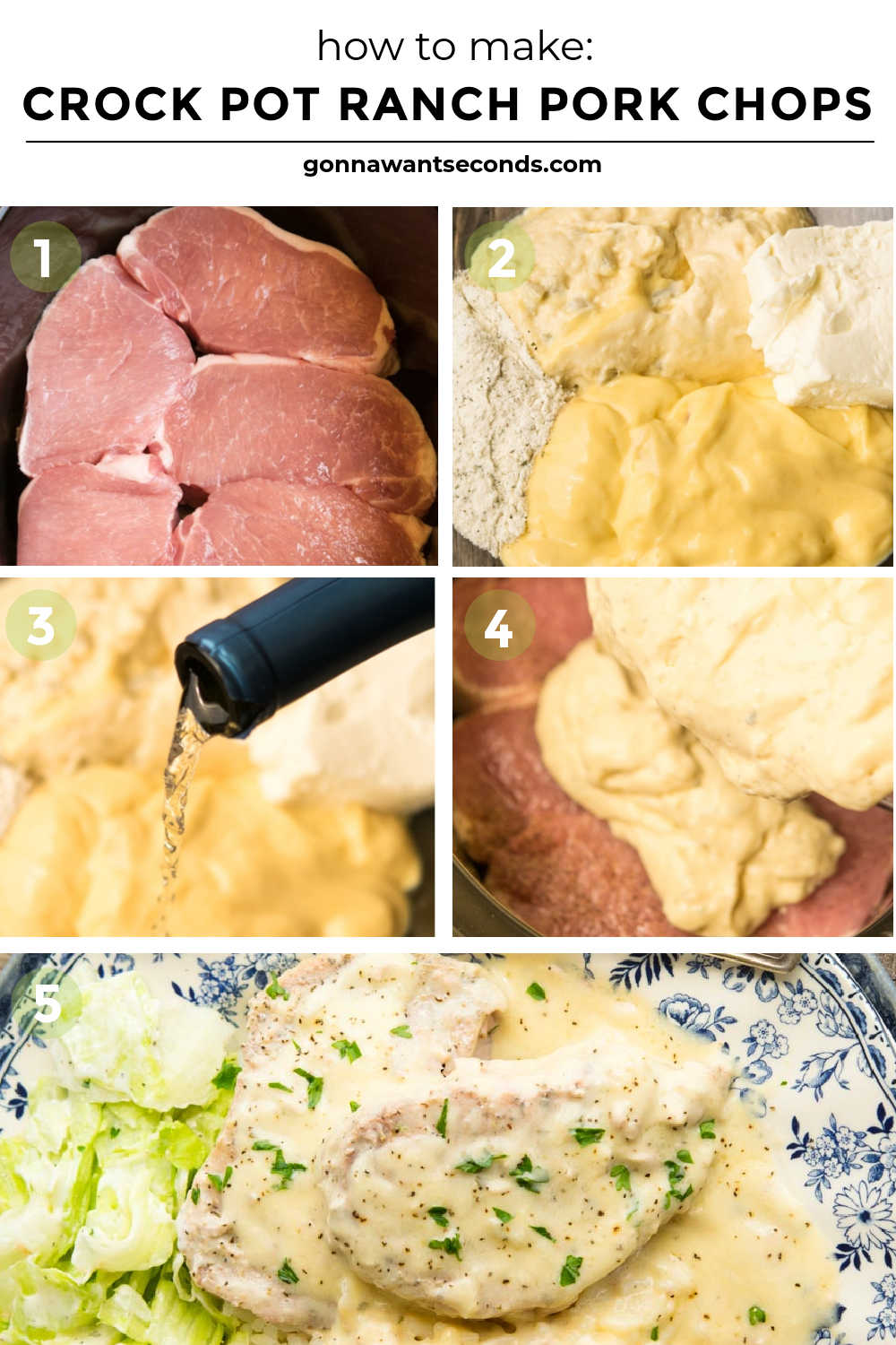 step by step how to make crock pot ranch pork chops