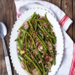 Roasted Green Beans on an oval serving plate
