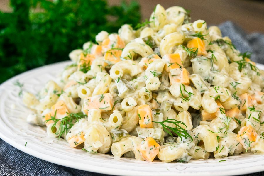 Pasta Salad Recipes: Dill Pickle Pasta Salad on a plate