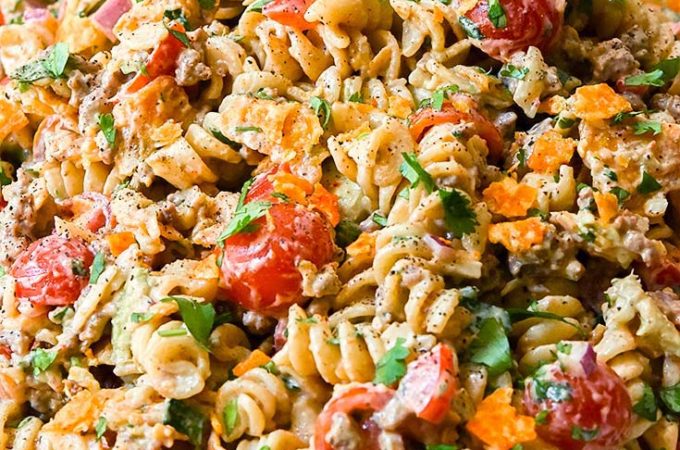 Taco Pasta Salad on a serving plate