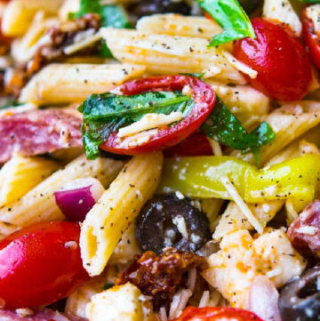 Italian pasta salad close up