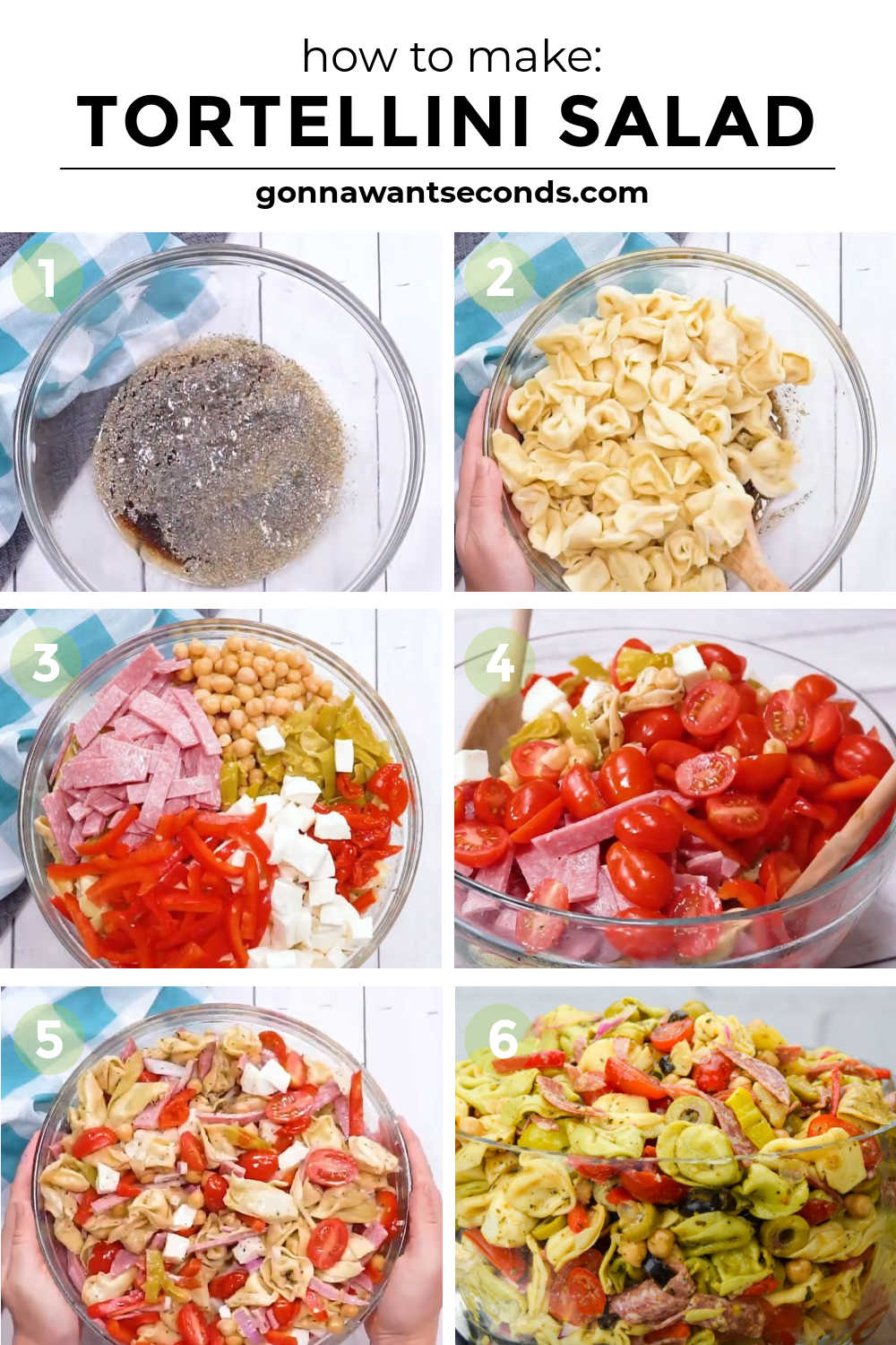 Step by step how to make tortellini salad