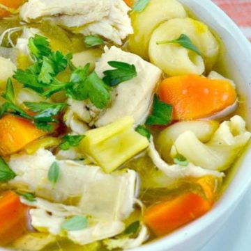 Crockpot Chicken Noodle Soup in a bowl