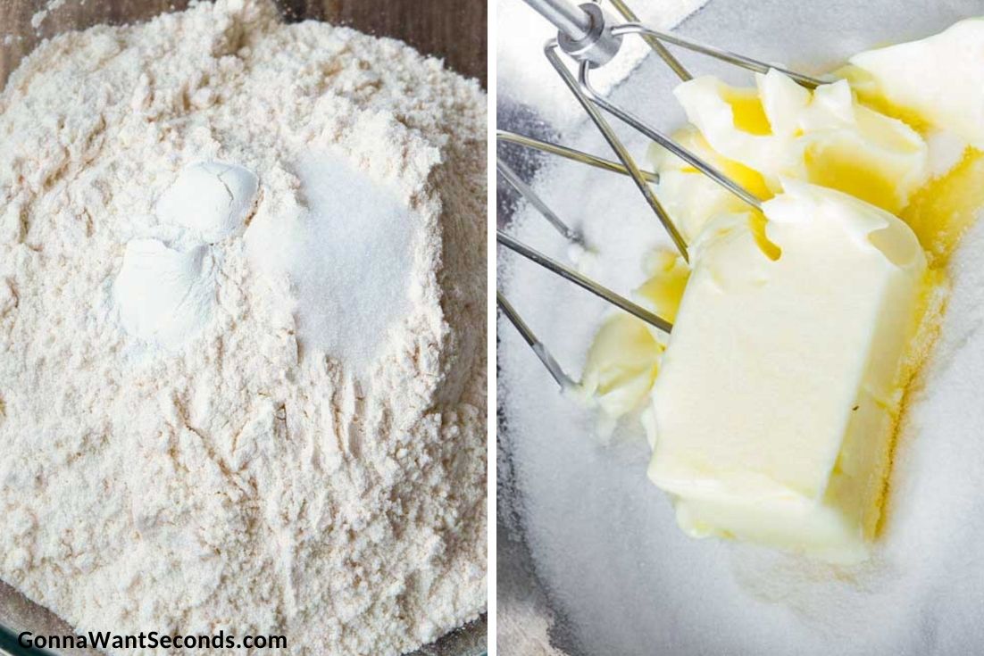 How to make Lemon Ricotta Cookies, mixing all the dry ingredients and creaming the butter