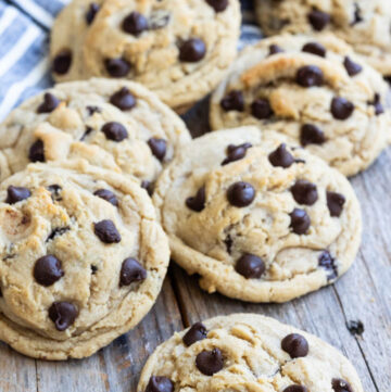 best chocolate chip cookies on a wooden table